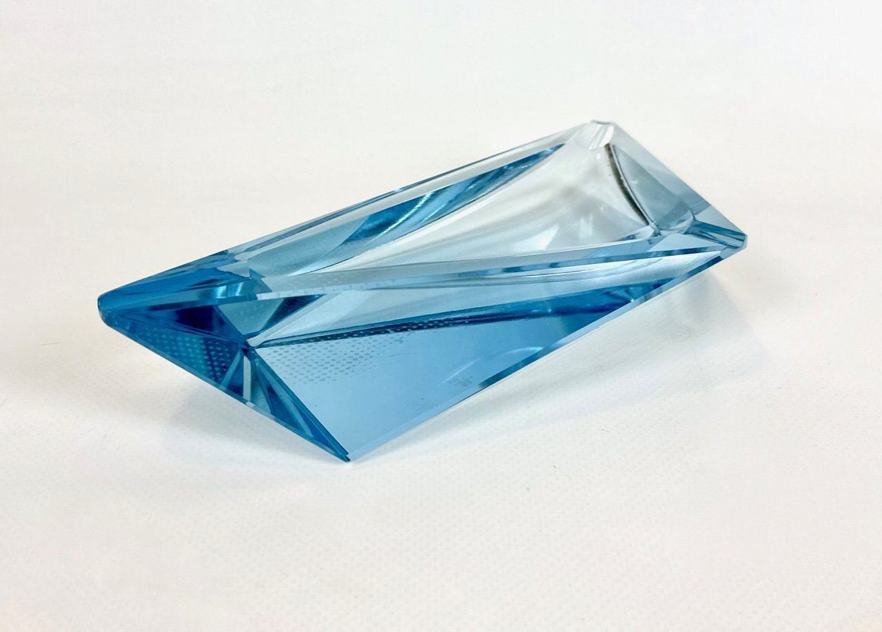 Art Deco Blue Glass Ashtray By Moser, 1930s photo vinterior