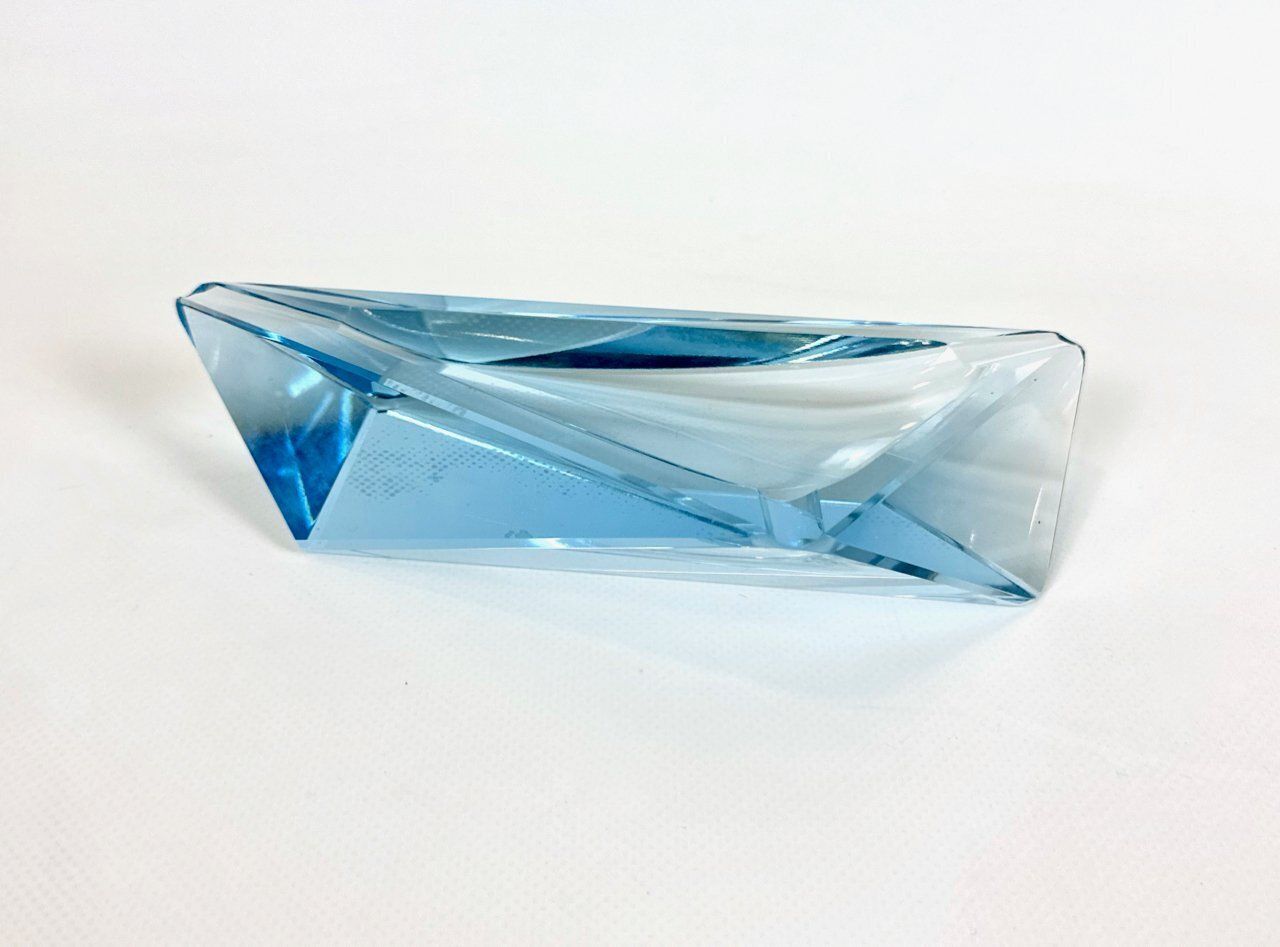 photo furniture Art Deco Blue Glass Ashtray By Moser, 1930s
