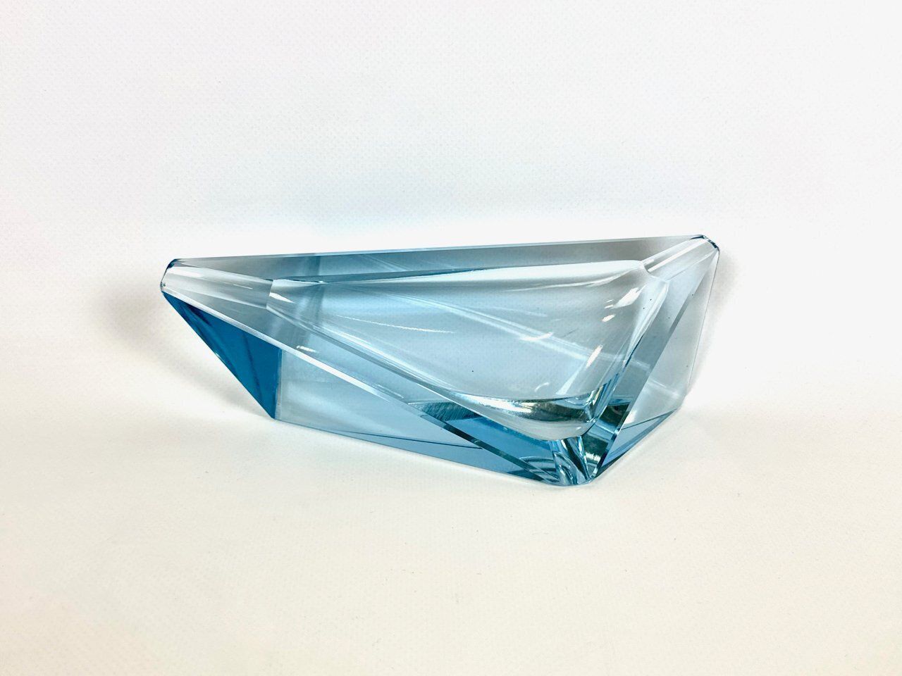 photo for sale Art Deco Blue Glass Ashtray By Moser, 1930s