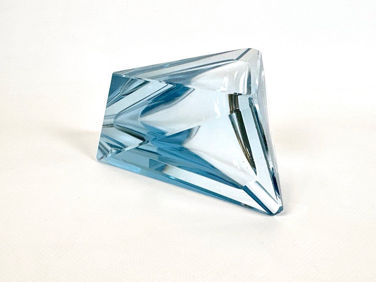 282.0 Art Deco Blue Glass Ashtray By Moser, 1930s photo