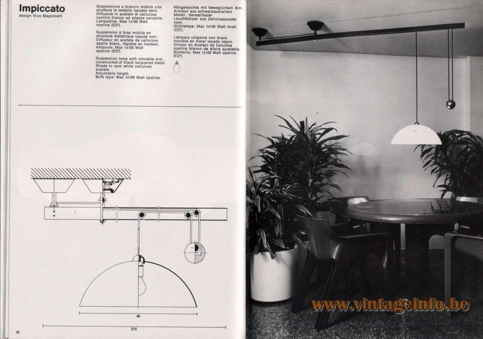Vico Magistretti Italian Wall Lamp Model "L'impiccato" By Artemide photo vintage