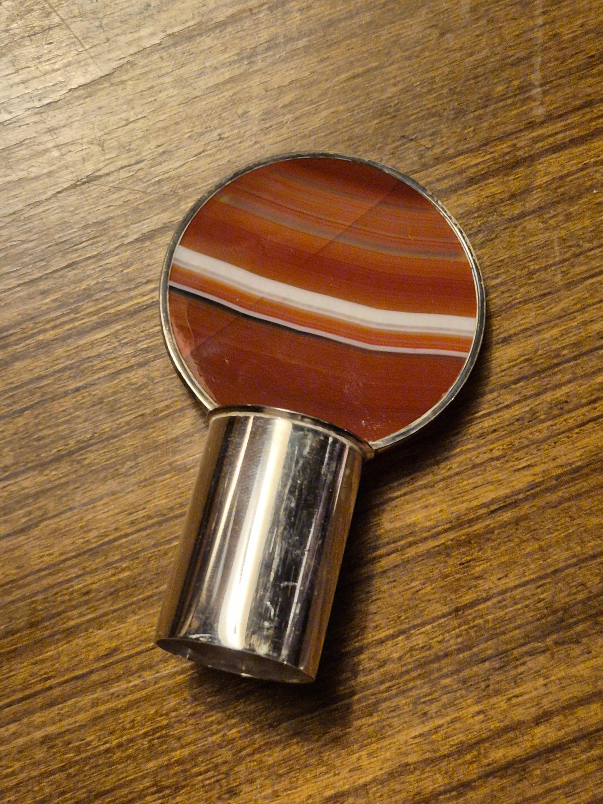 Sculptural Flask In Solid Silver With Agate By Inga Lagervall, Swedish 1952. photo Home Decor
