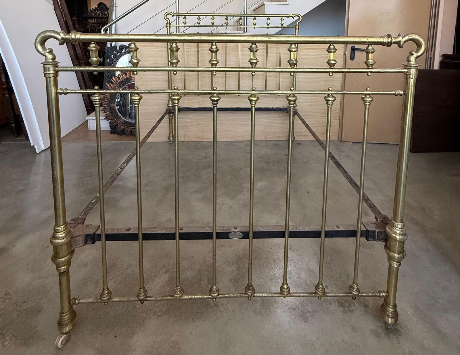 Early 20th Antique French Brass  & Bronze Bed , Queen  Size photo furniture