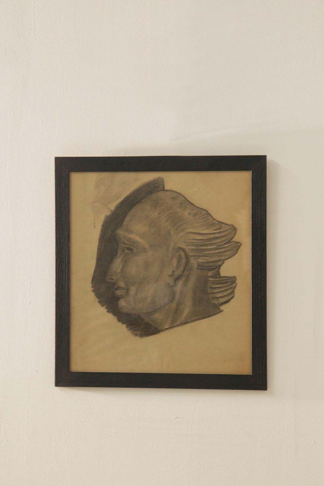 Study Of A Male Head   Italian Futurist Charcoal Drawing photo furniture