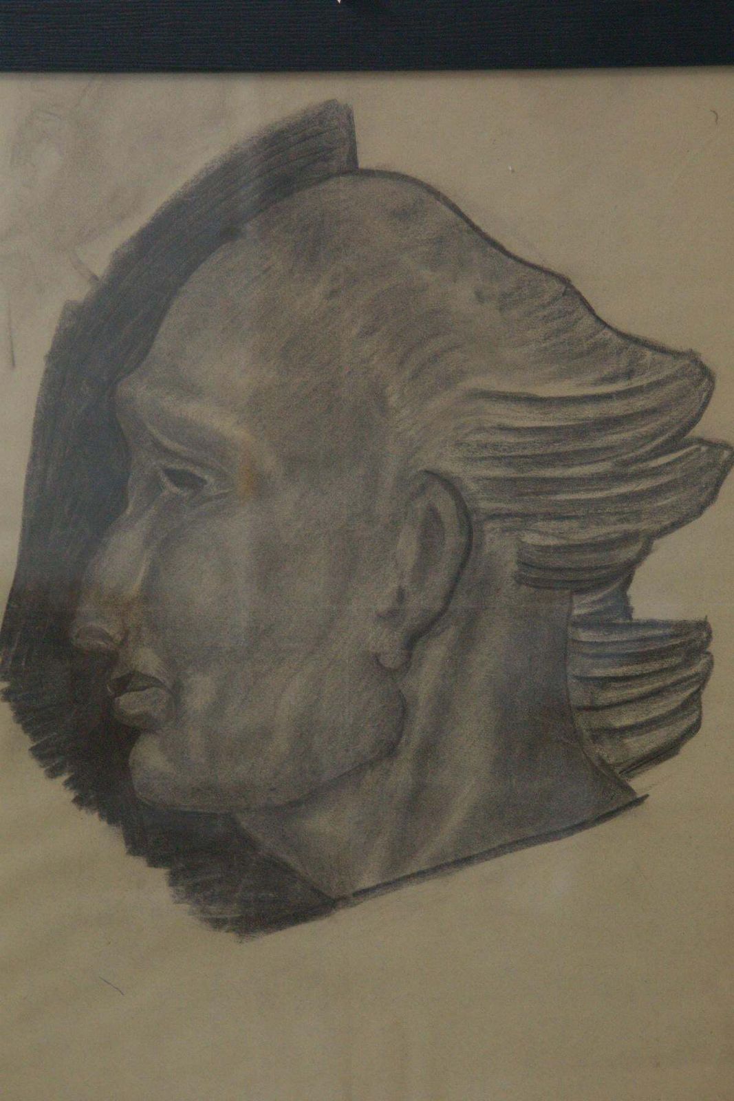 Study Of A Male Head   Italian Futurist Charcoal Drawing photo Art