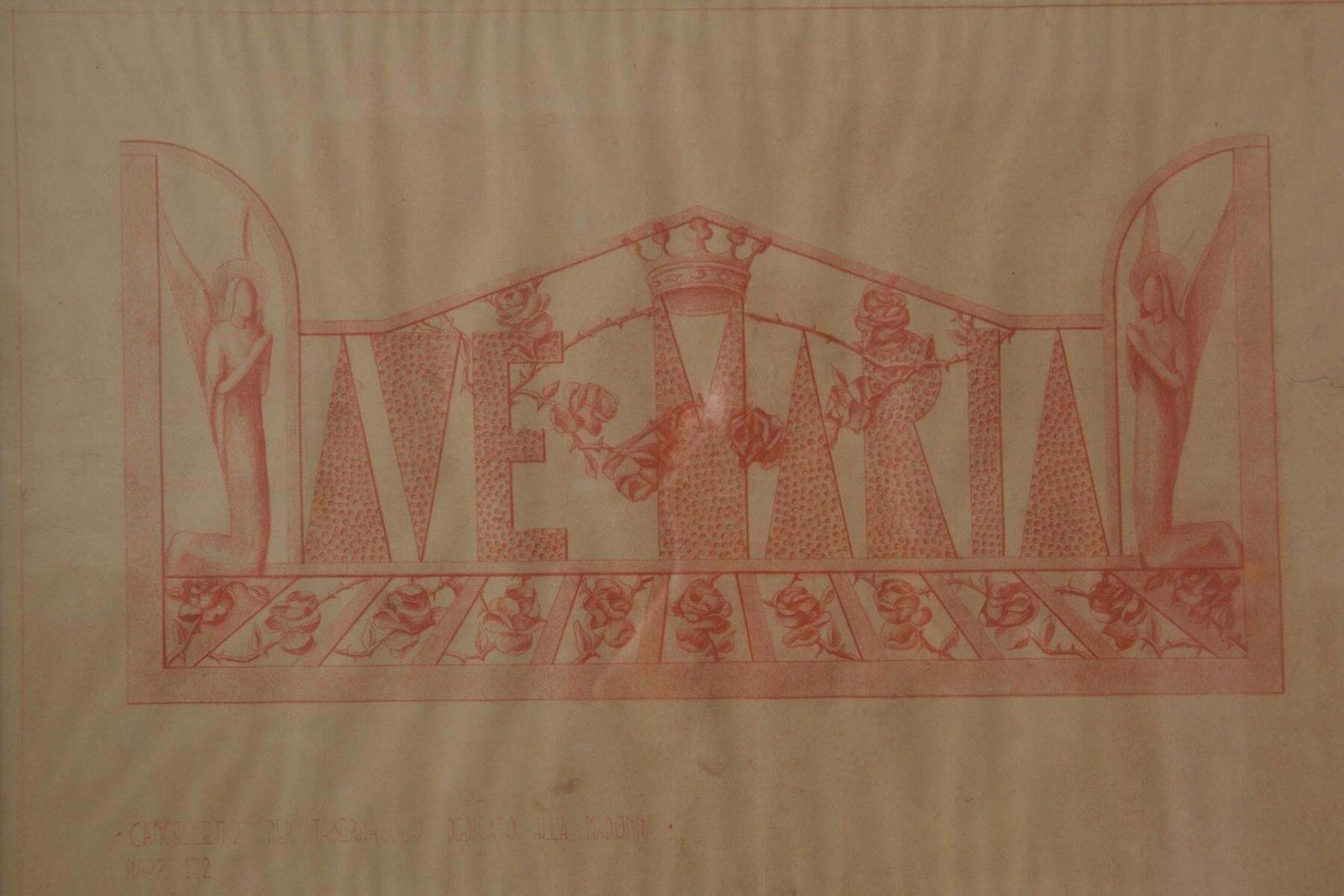 Italian Futurist Design For A Tabernacle Gate Dedicated To The Virgin Mary, Red photo vinterior