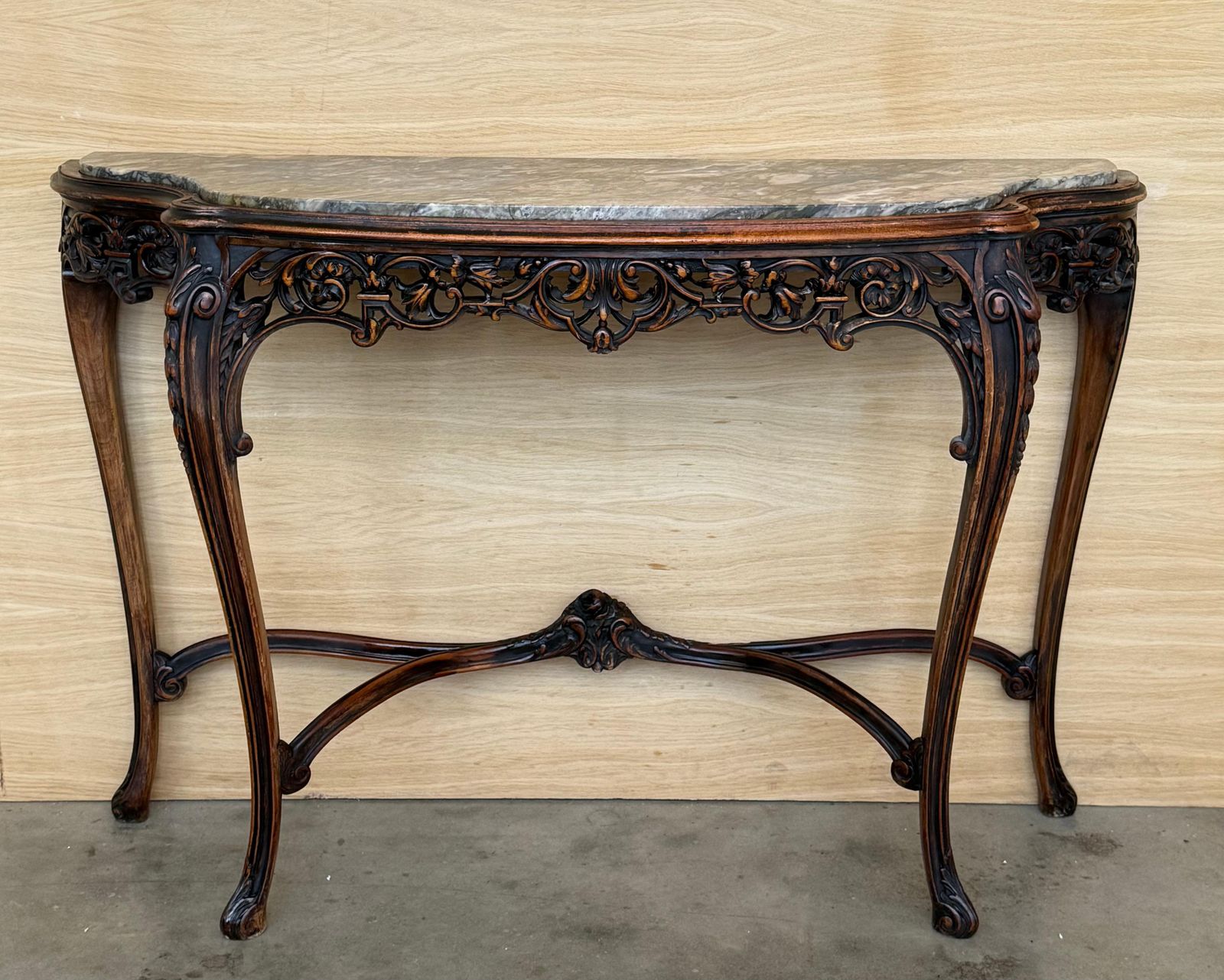 French Regency Carved Walnut Console Table With Polychrome Details And Marble To photo furniture