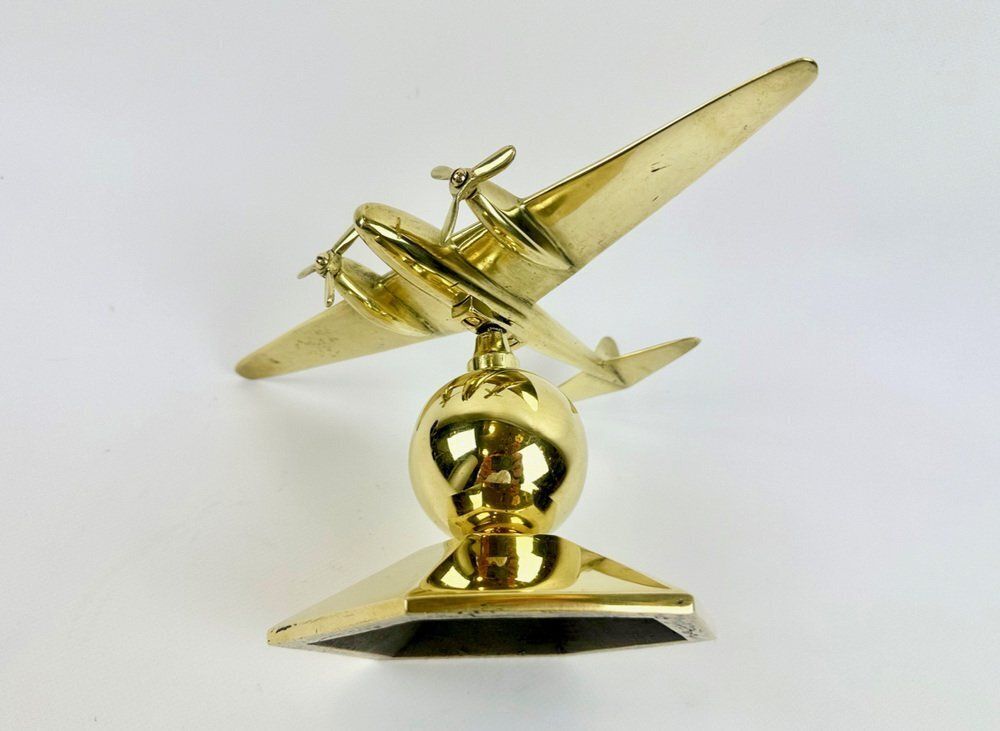 Brass Mosquito Desk Plane Model From De Havilland, 1940s photo furniture