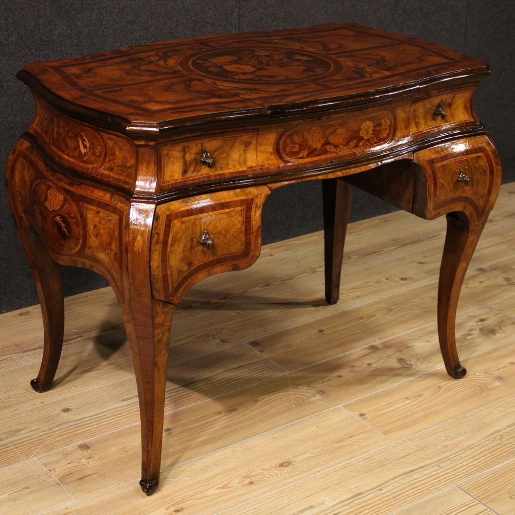 20th Century Louis XV Style Inlaid Lombard Dressing Table
