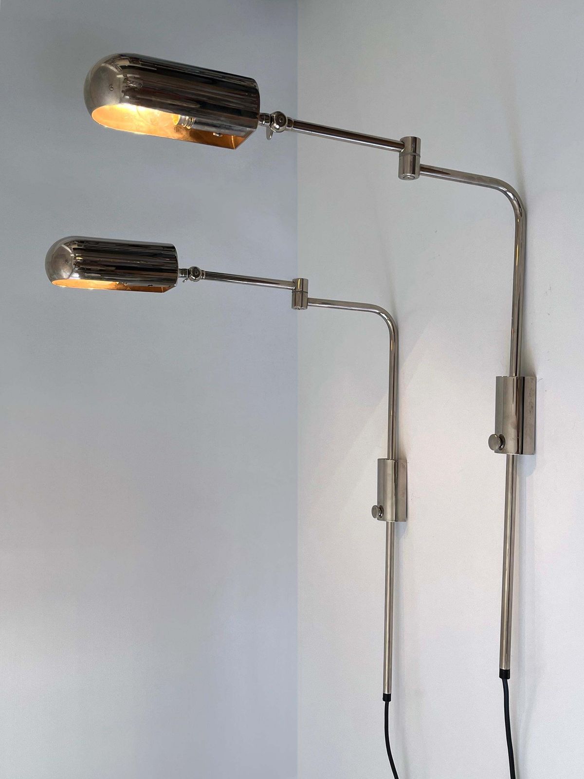 Set Of Two Articulated Wall Lamps Or Reading Lights By Florian Schulz 1970s photo for sale