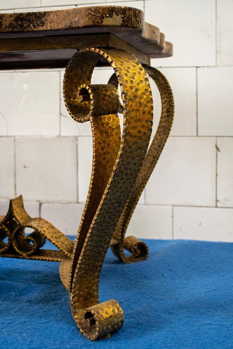 Gilded Iron And Marble Coffee Table From Colli, Italy, 1950s photo 1798.0
