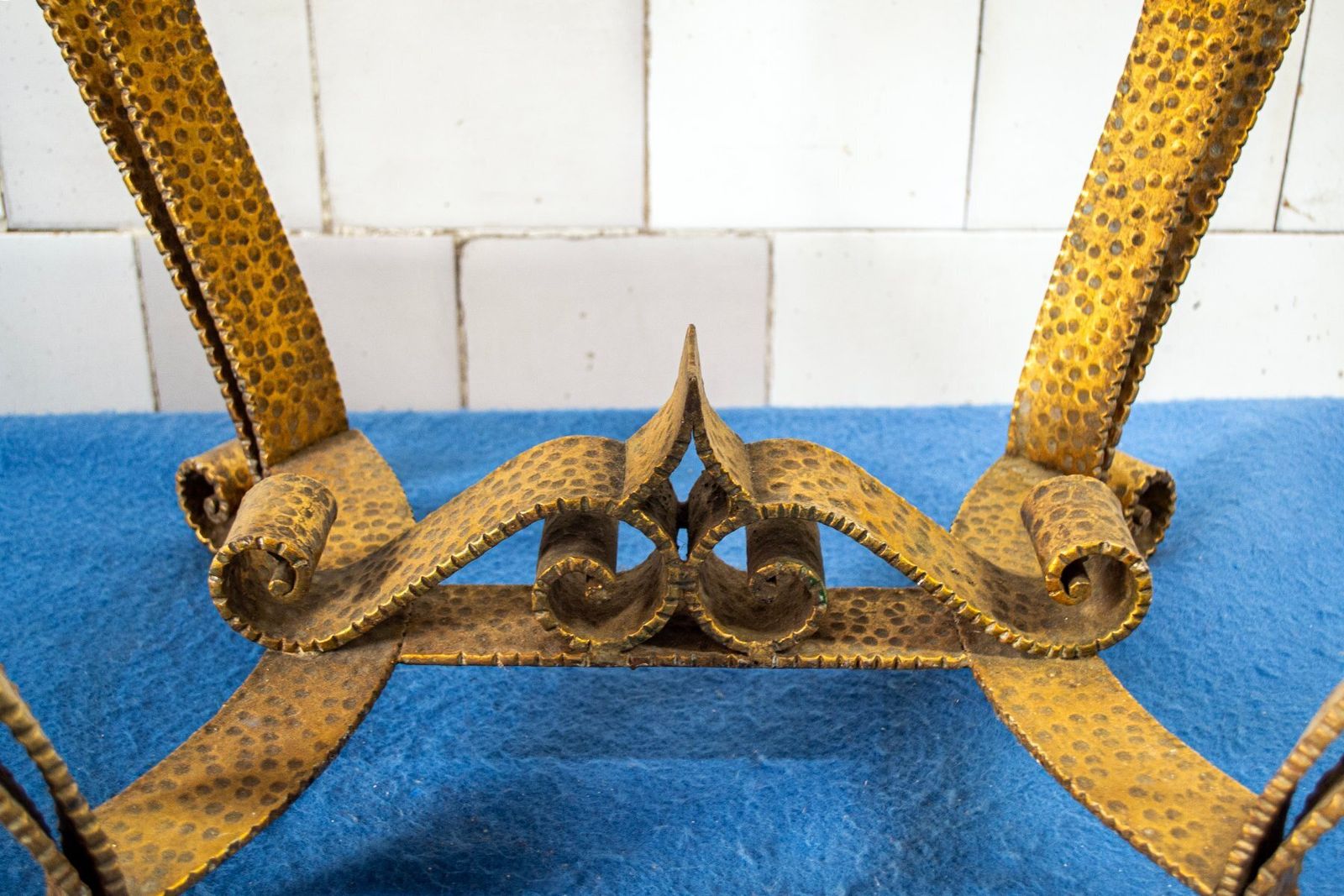 Gilded Iron And Marble Coffee Table From Colli, Italy, 1950s photo vinterior