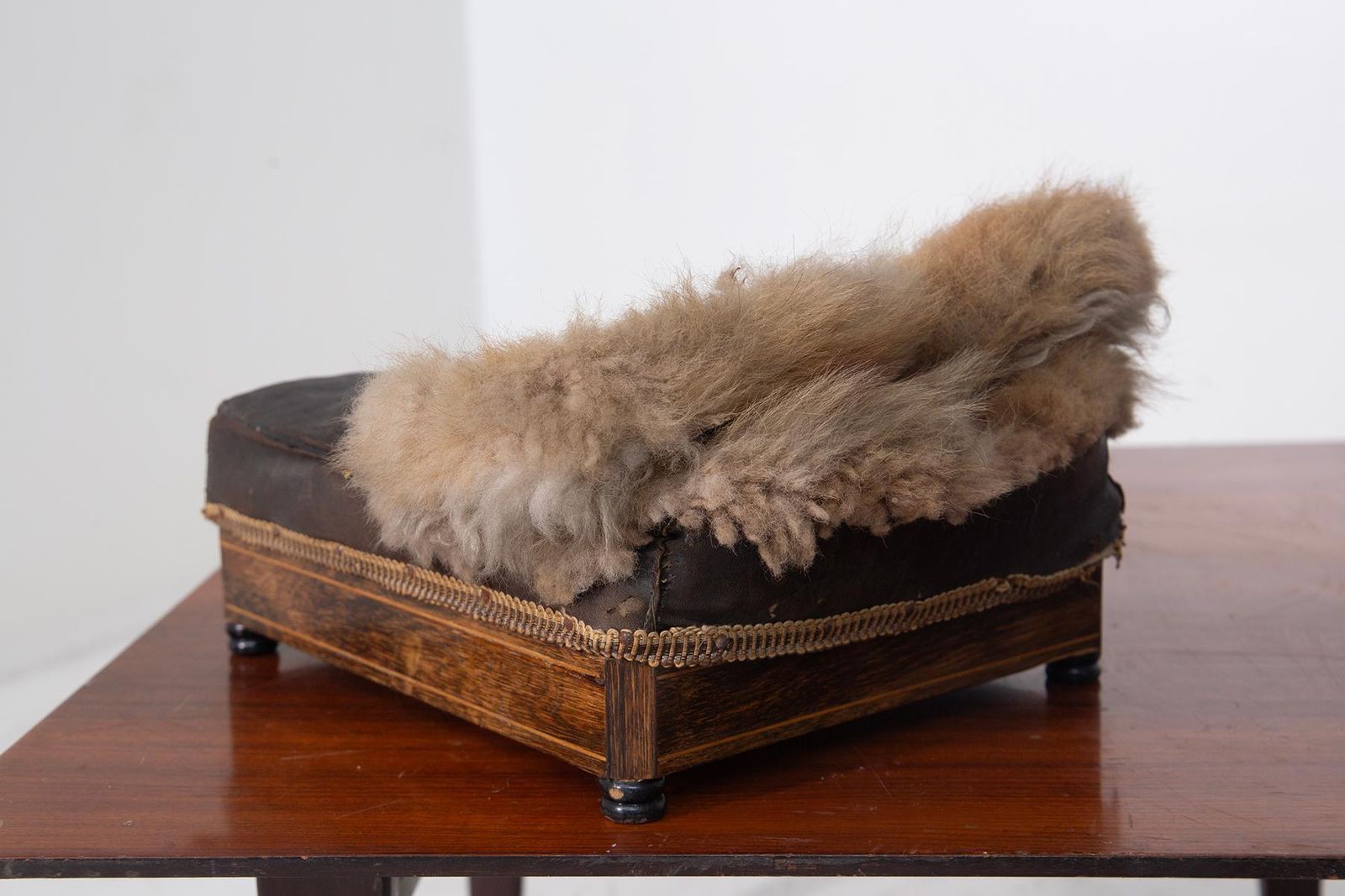 Antique Italian Sheepskin Foot Warmer photo Textiles