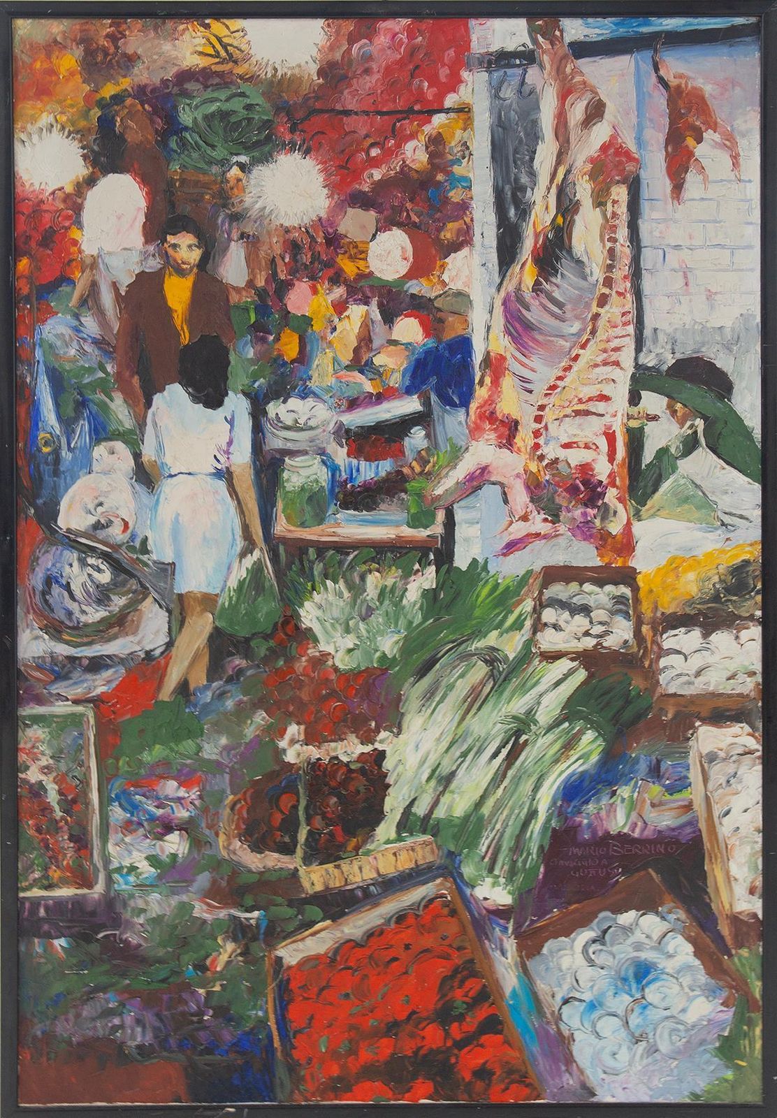 "La Vucciria" Italian Oil Painting On Canvas By Mario Berrino photo for sale