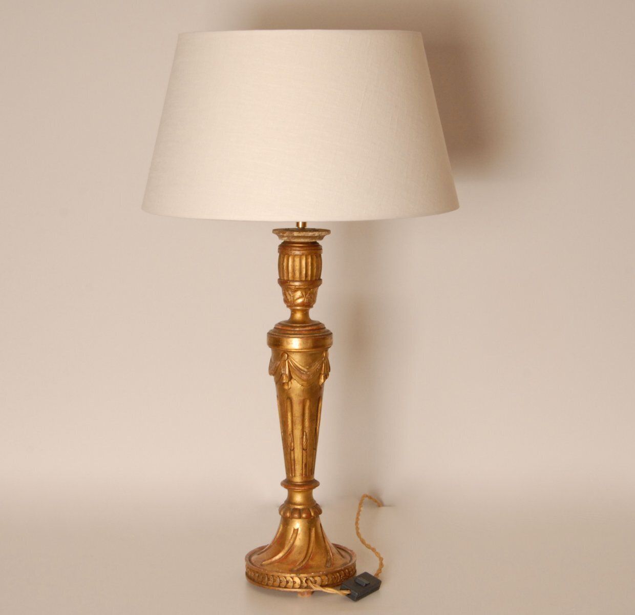 Neoclassical French Hand Carved Giltwood Lamp photo furniture