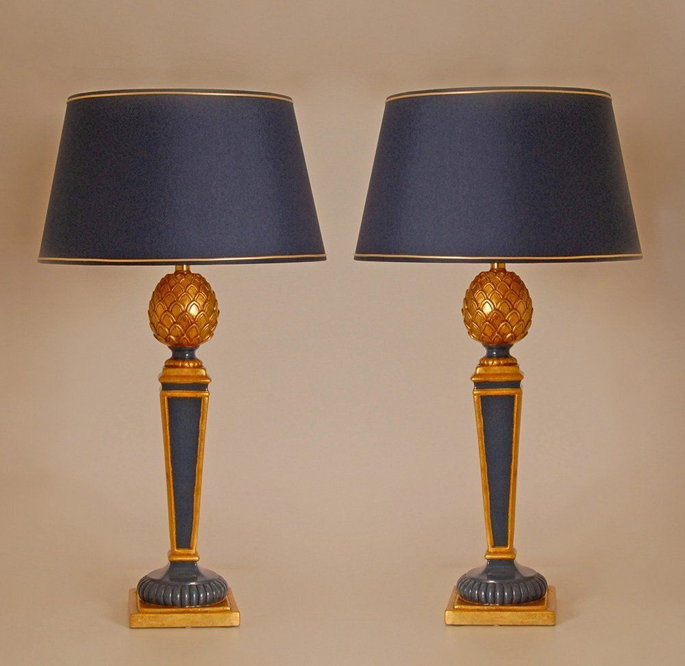 Vintage French Giltwood Pineapple Table Lamps From Maison Charles, 1970s, Set Of 2 photo furniture