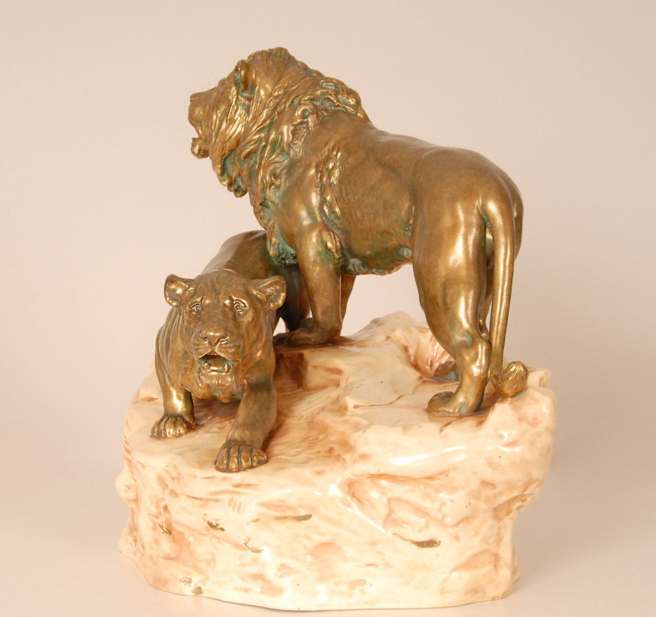 photo buy Antique Viennese Porcelain Group Of Lions By Th. Schoop