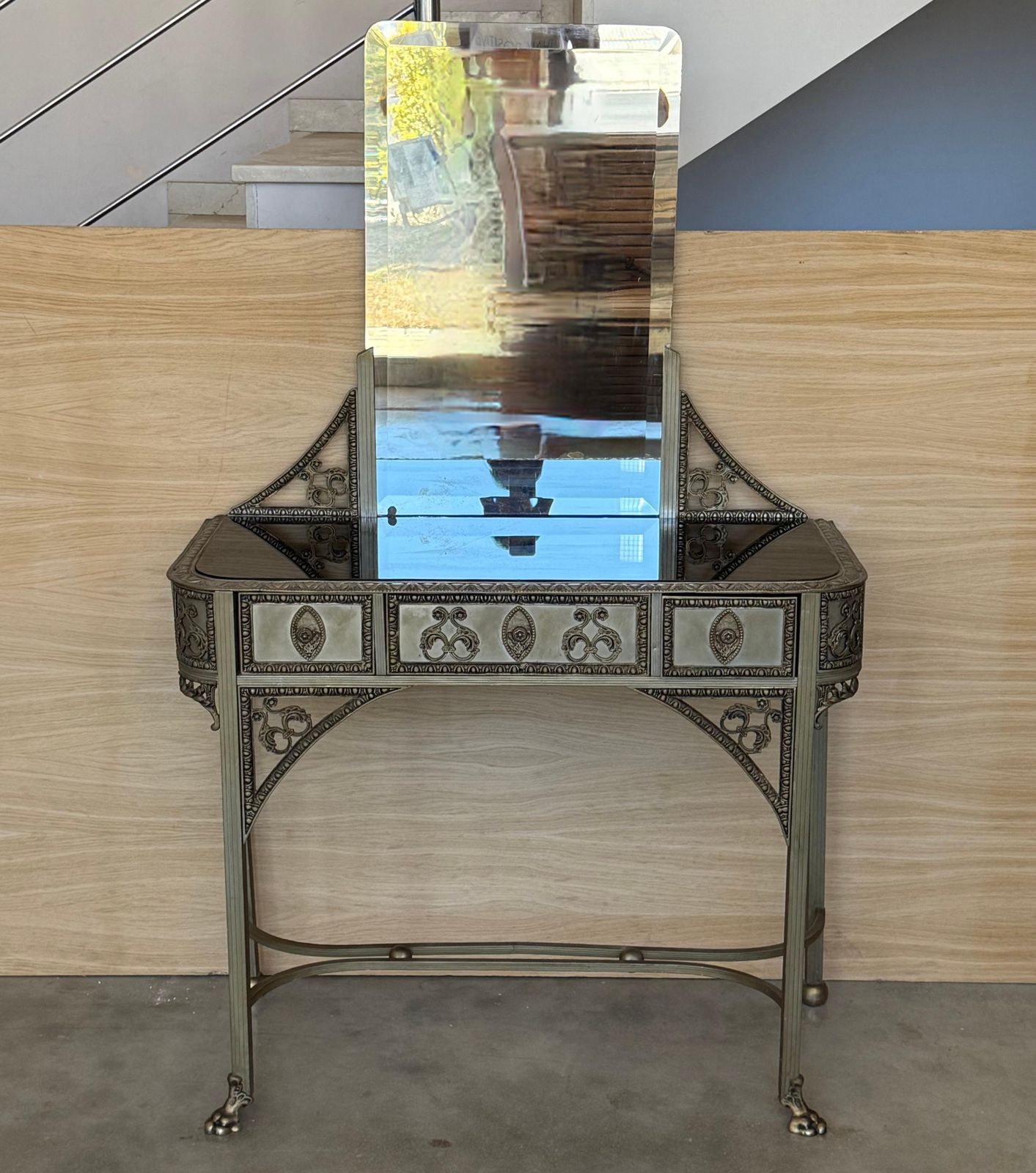 19th Century French Bronze Mirrored Dressing Table Or Vanity With Mirror photo for sale