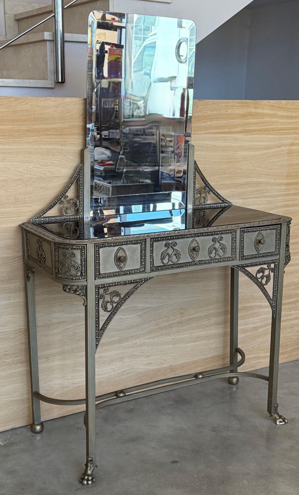 19th Century French Bronze Mirrored Dressing Table Or Vanity With Mirror photo Furniture