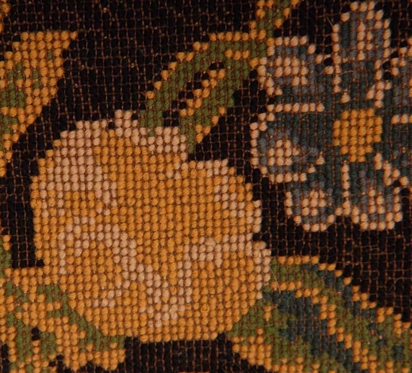 19th Century French Needlepoint Pillow Throw Cushion In Floral Dark Blue photo for sale