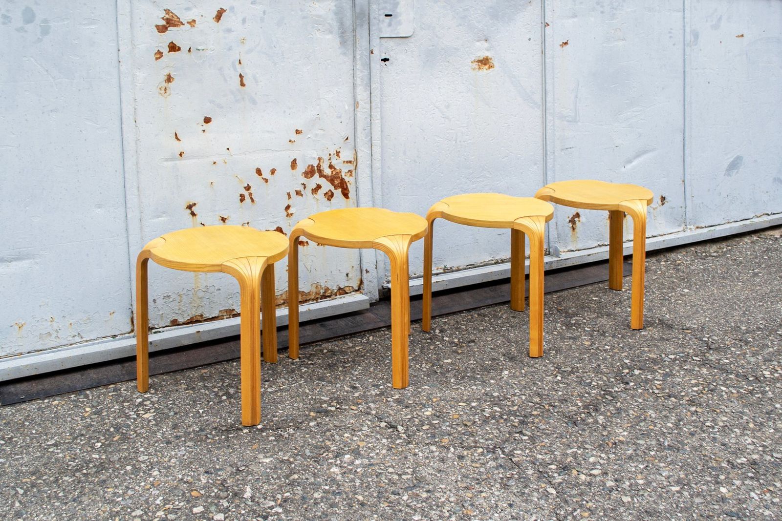 Model X600 Fan Legged Stools By Alvar Aalto For Artek, Finland, 1970s, Set Of 4 photo furniture