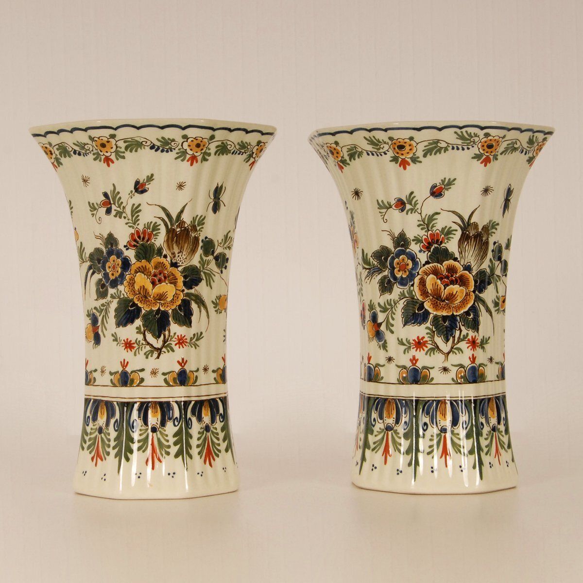 Polychrome Delftware Beaker Vases From Royal Delft, 1950s, Set Of 2 photo vintage