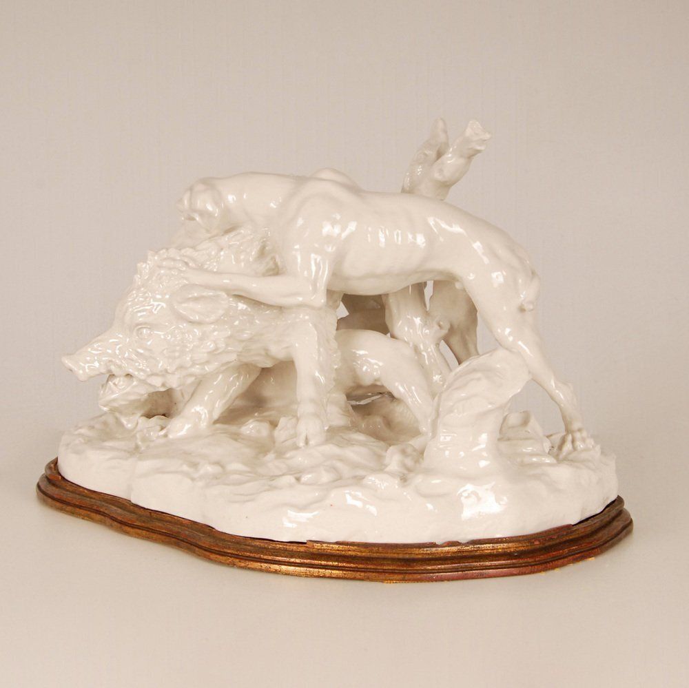 photo for sale Antique Porcelain Hunting Scene, 19th Century