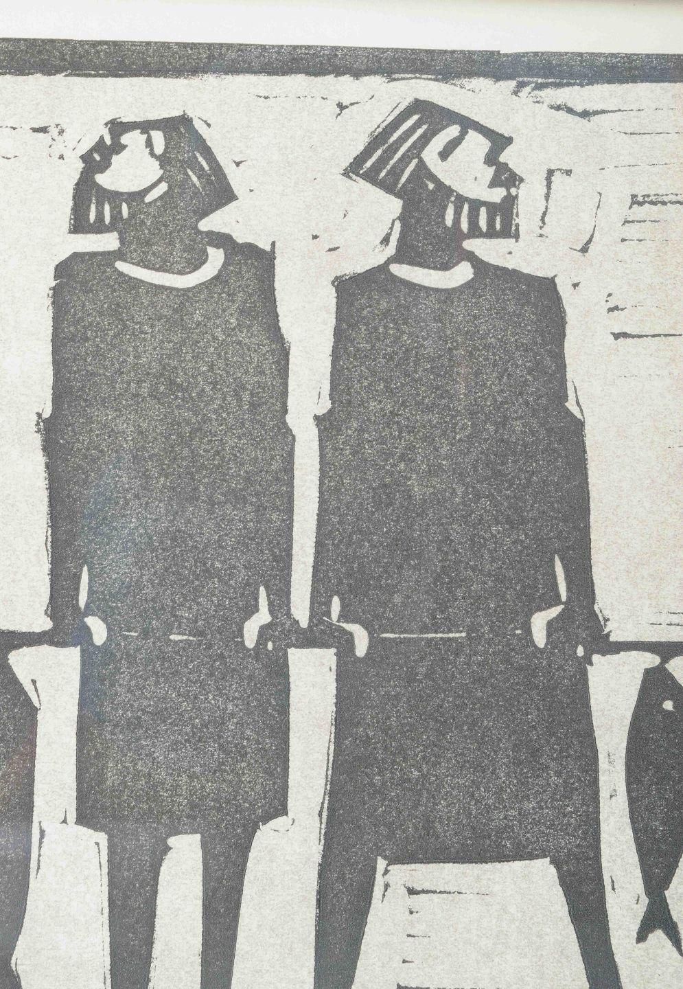 åke Holm, Sweden. Woodcut On Paper. The Apostles Peter And Andrew, 1970s. photo for sale