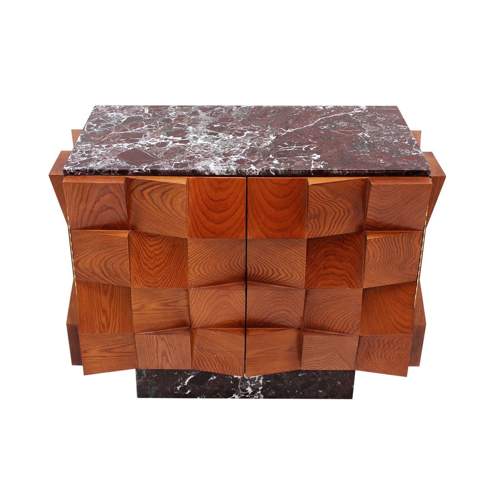 Contemporary Modern Pair Of Sideboards In Wood And Burgundy Marble Top, Italy photo furniture