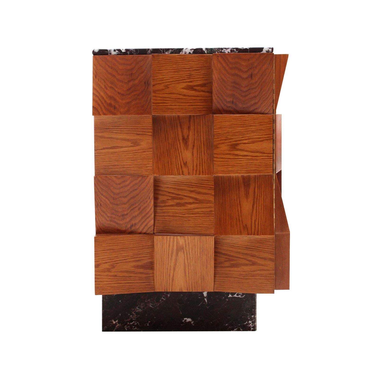 Contemporary Modern Pair Of Sideboards In Wood And Burgundy Marble Top, Italy photo for sale