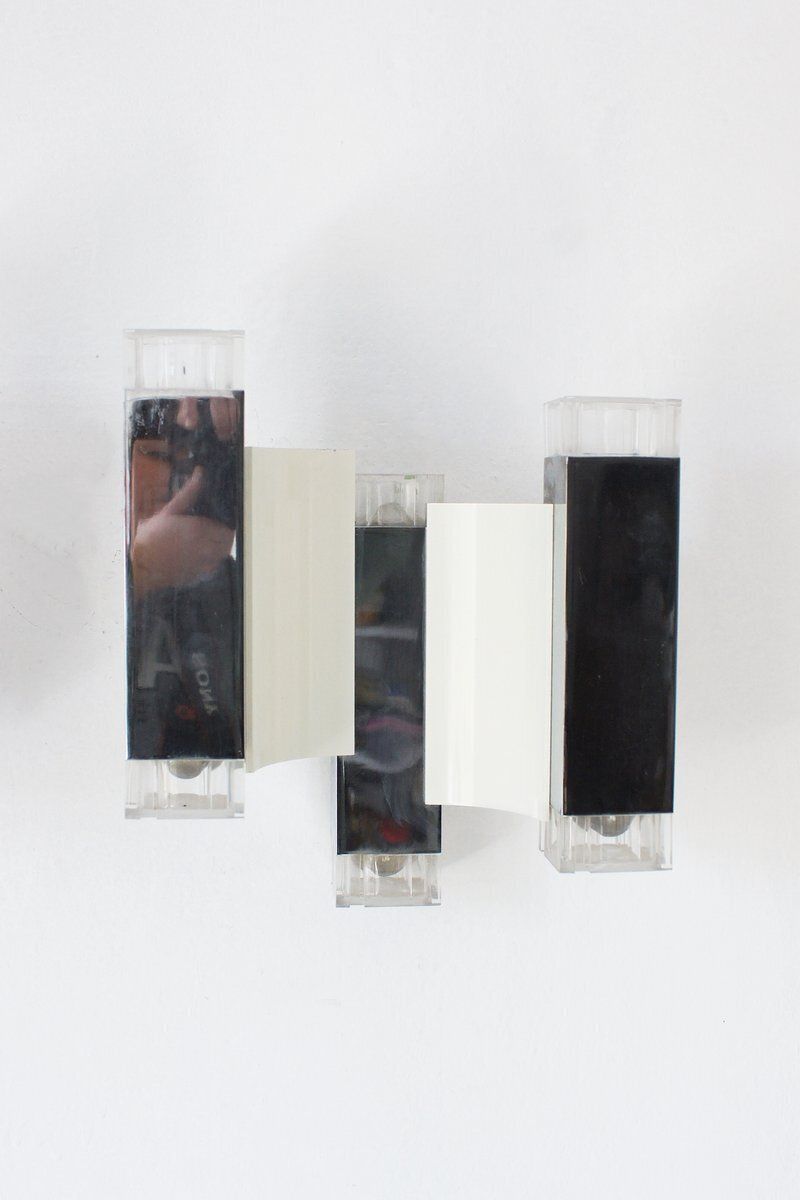 Cubic Wall Lamps By Gaetano Sciolari For Sciolari Illuminazione, Italy, 1970s, Set Of 2 photo 3383.0