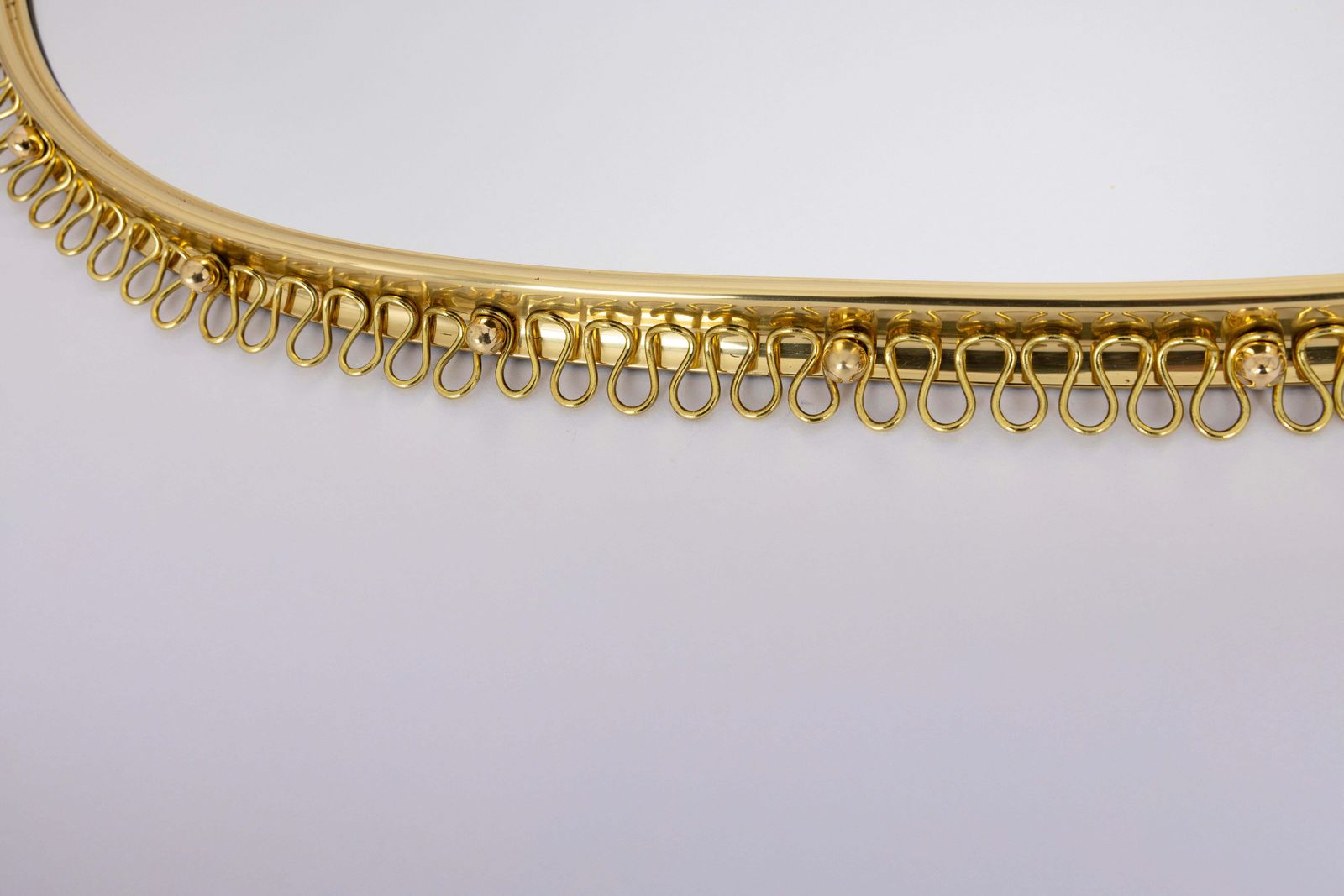 Josef Frank Mid Century Brass Loop Wall Mirror With Hook For Svenskt Tenn, 1960s photo for sale
