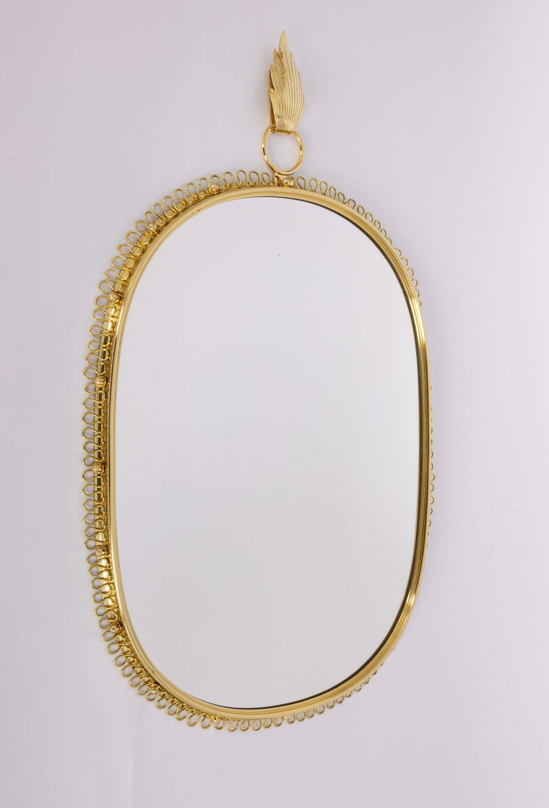 Josef Frank Mid Century Brass Loop Wall Mirror With Hook For Svenskt Tenn, 1960s photo Home Decor