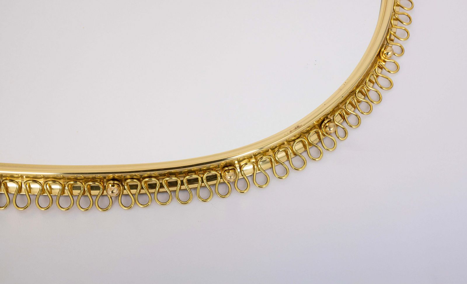 Josef Frank Mid Century Brass Loop Wall Mirror With Hook For Svenskt Tenn, 1960s photo vinterior