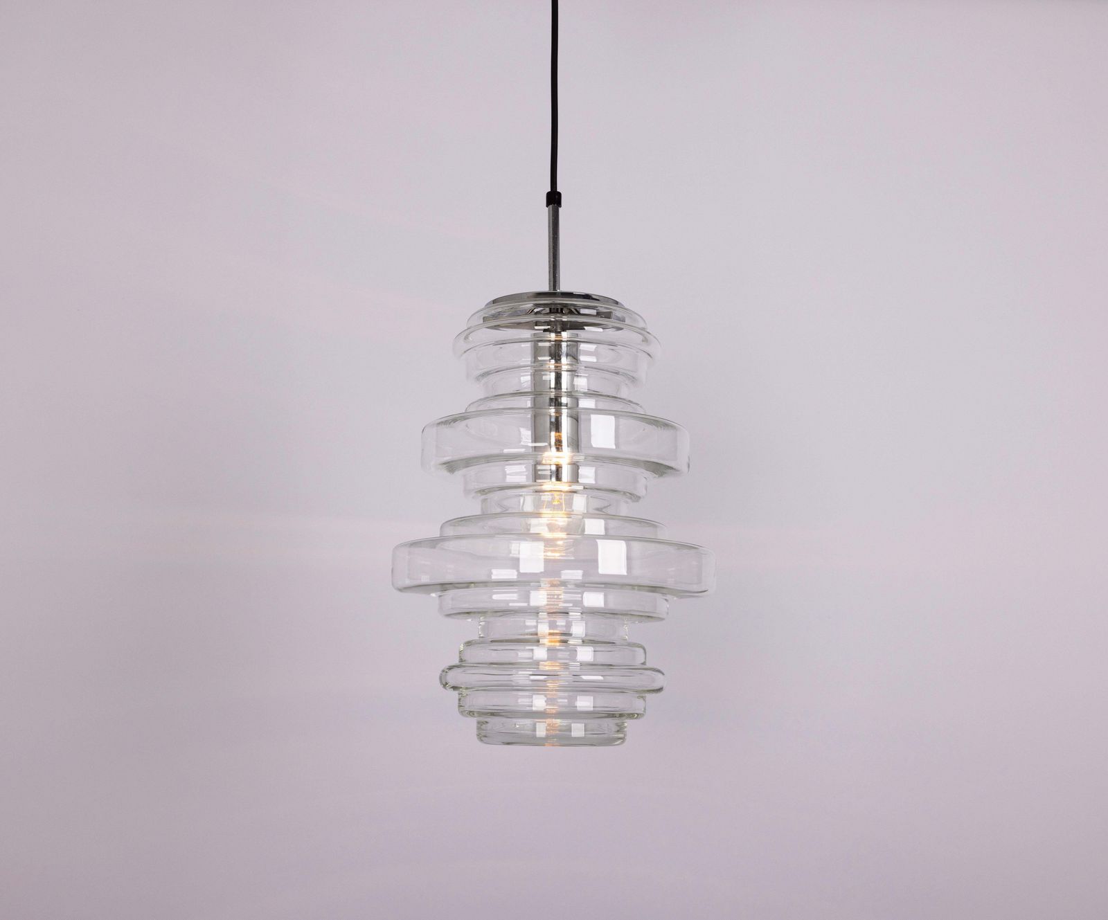 1 Of 2 Rare Large Limburg Clear Glass Pendant Lamps, Germany, 1970s photo buy