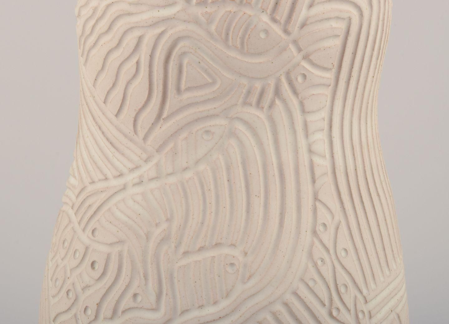 Christina Muff, Contemporary Danish Artist. Unique Tall Stoneware Vase. 2023 photo Home Decor