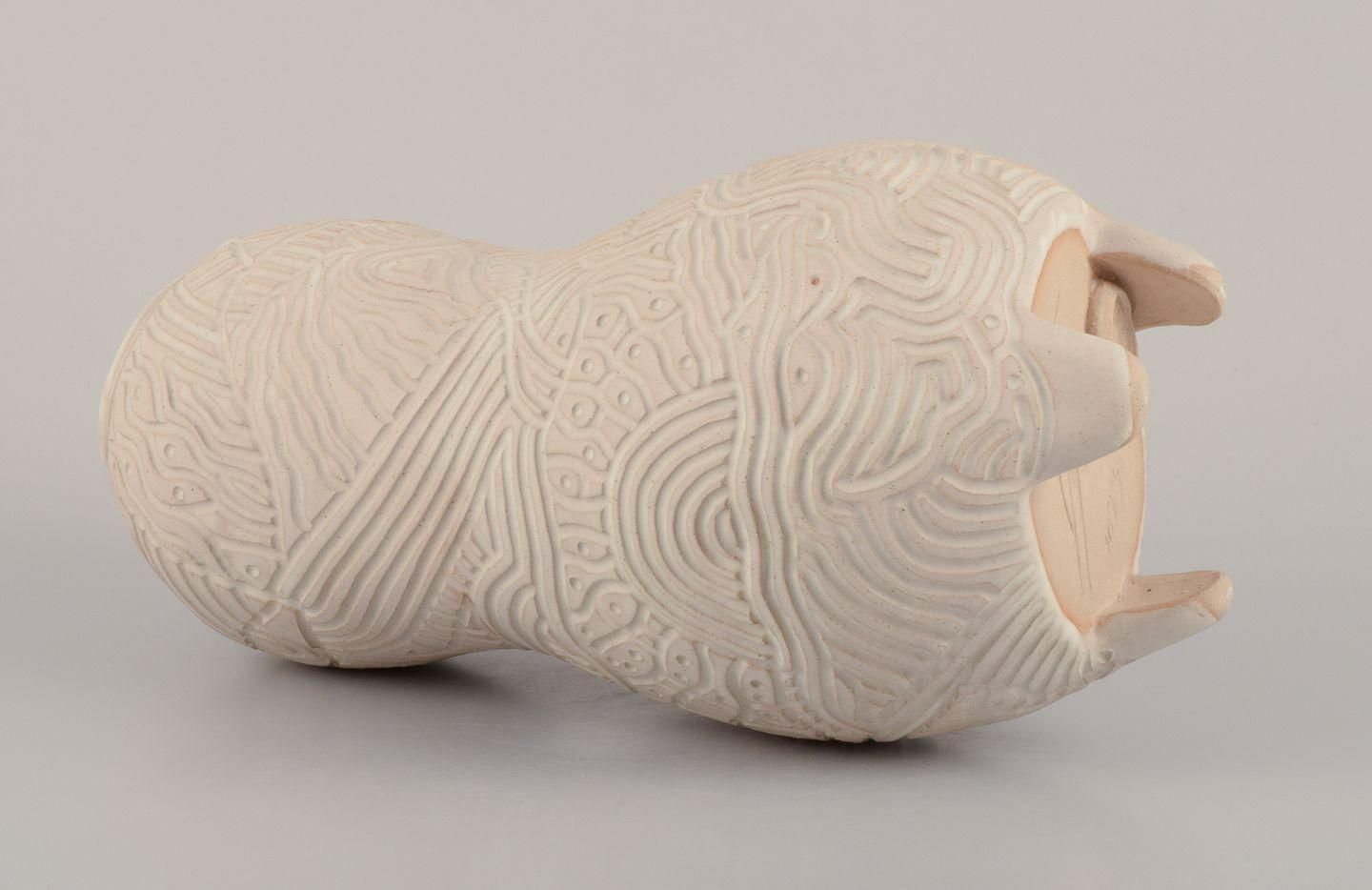 Christina Muff, Contemporary Danish Artist. Unique Tall Stoneware Vase. 2023 photo vintage