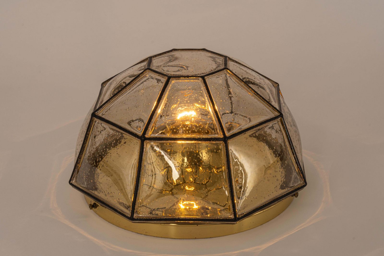 photo furniture 1 Of 3 Iron And Clear Glass Flushmount By Limburg, Germany, 1960s
