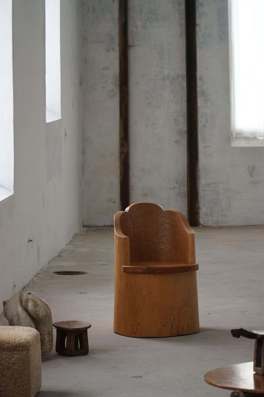 Modern Stump Chair In Solid Pine, By A Swedish Cabinetmaker, Wabi Sabi, 1960s photo buy