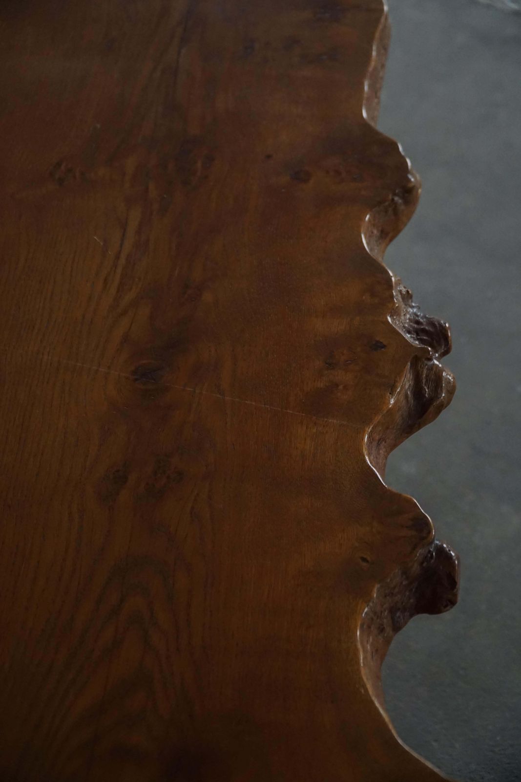 Furniture Mid Century Scandinavian Coffee Table In Solid Elm Wood, Wabi Sabi Style, 1960s photo