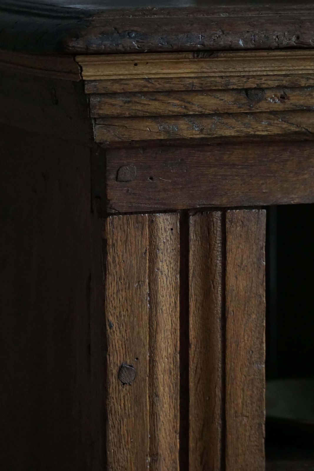 photo vinterior Mid 19th Century, Rustic French Solid Oak Cabinet With Paneled Door, Baroque