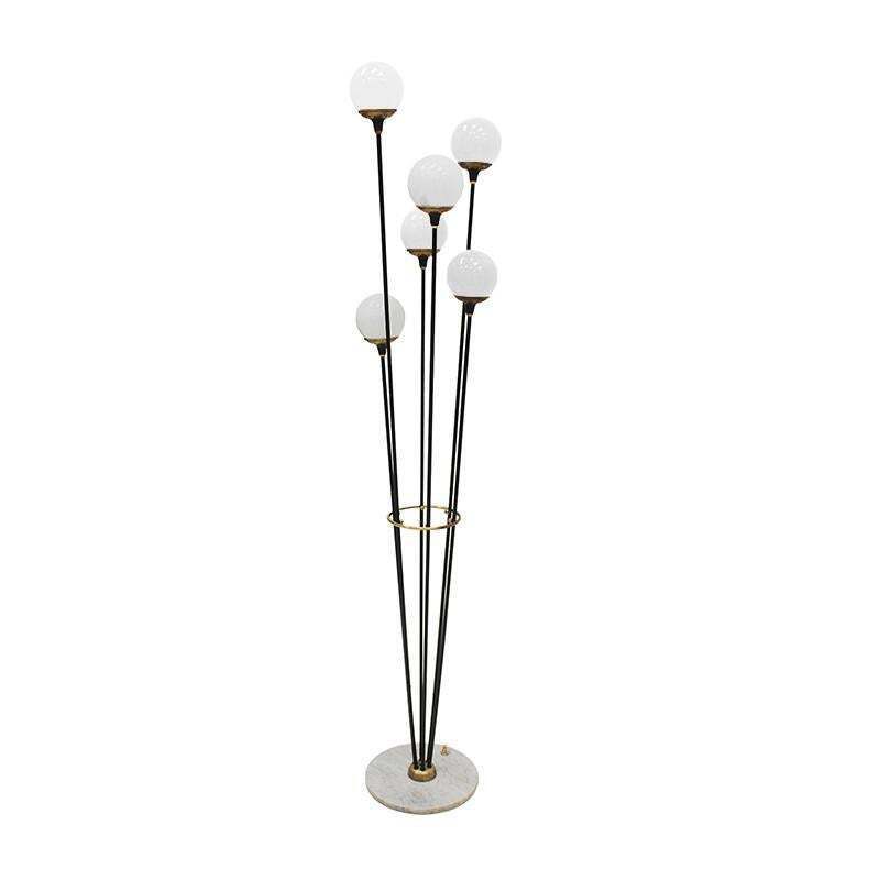 Mid Modern Stilnovo Floor Lamp, Black Iron & Marble, Italian Design, 1950s photo furniture