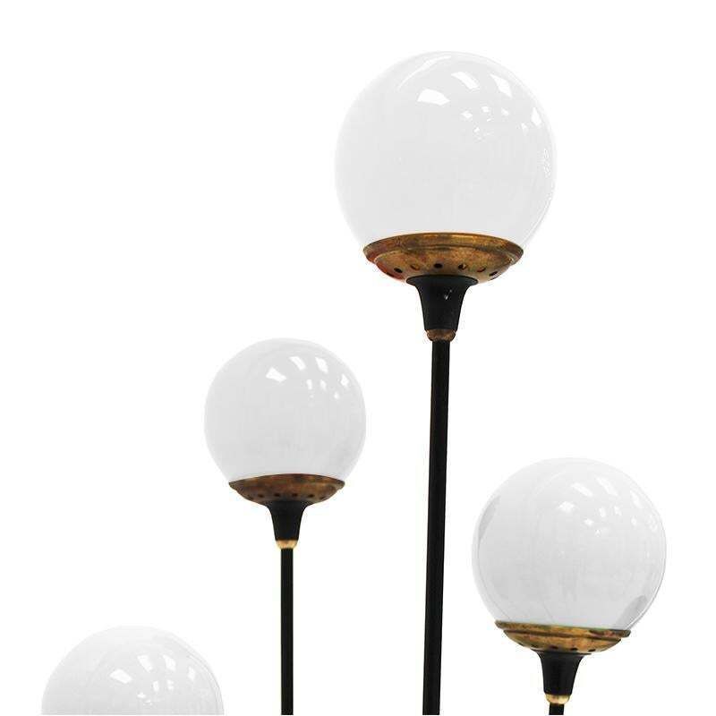 Mid Modern Stilnovo Floor Lamp, Black Iron & Marble, Italian Design, 1950s photo 3049.0