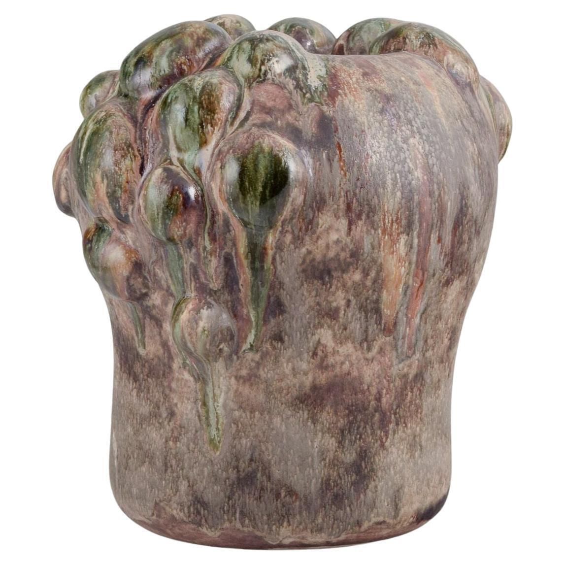 Christina Muff, Contemporary Danish Artist. Stoneware Vase With Organic Shape.
