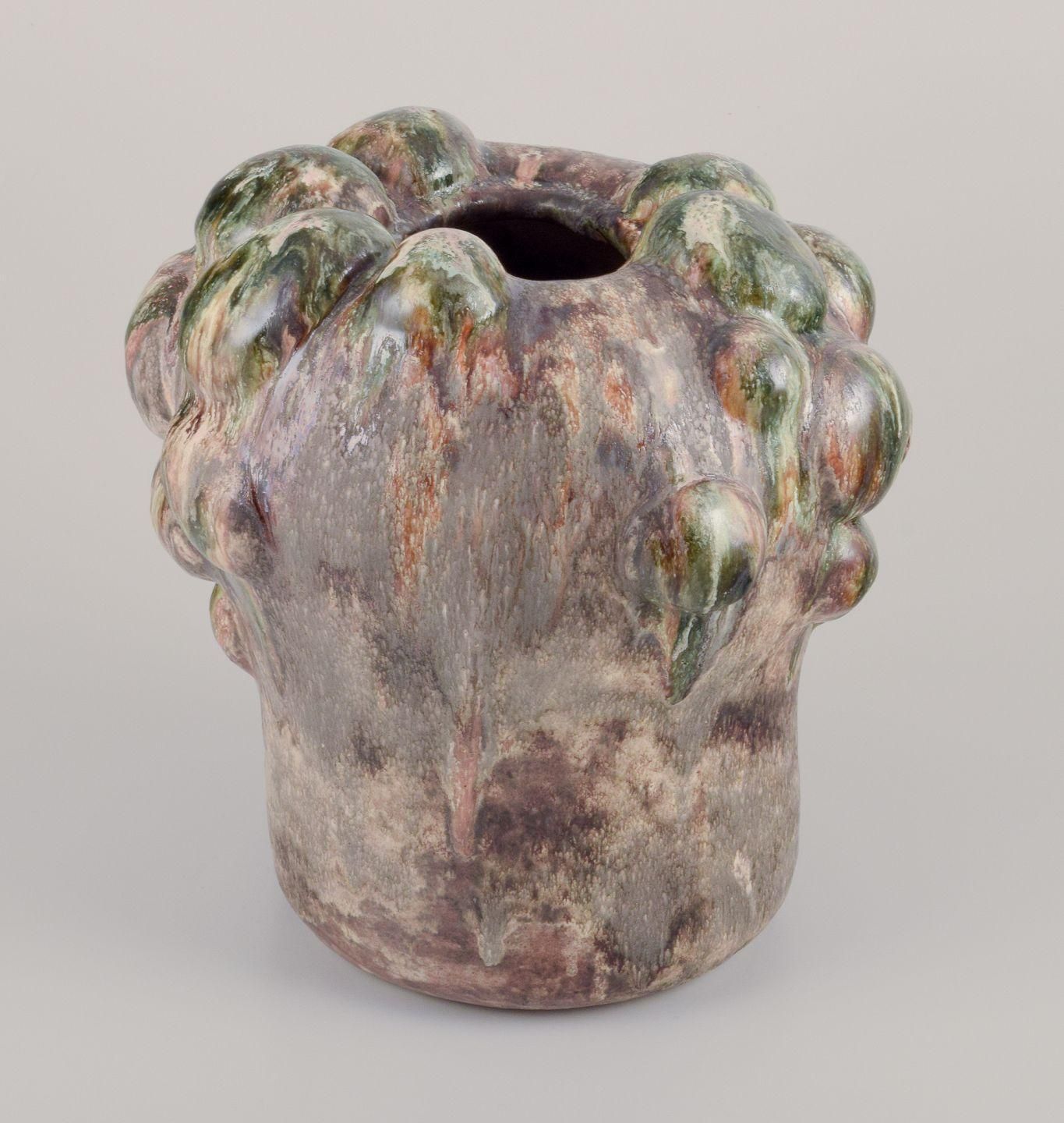Christina Muff, Contemporary Danish Artist. Stoneware Vase With Organic Shape. photo for sale