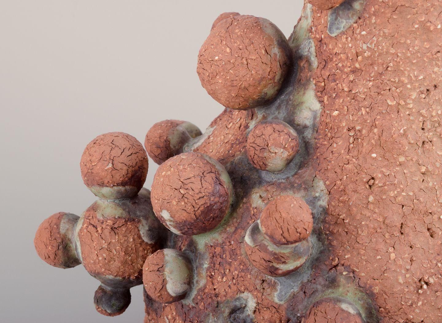 Christina Muff, Contemporary Danish Artist. Tall Vessel Covered In Clay Balls. photo 2686.0