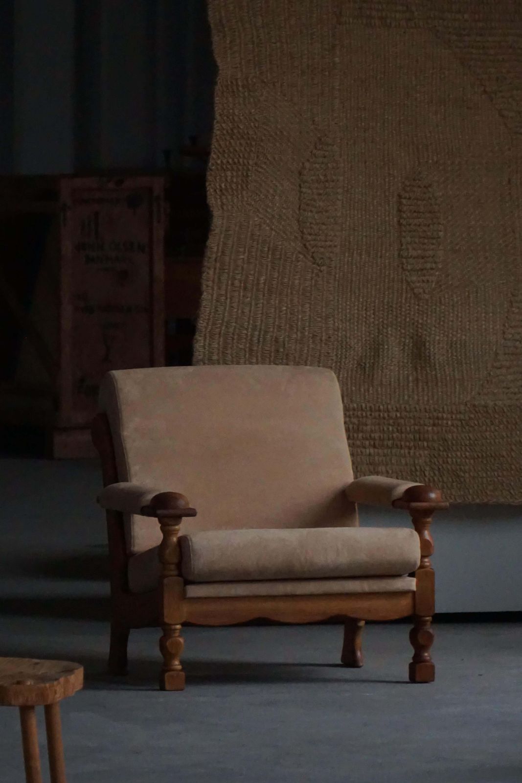 Mid 20th Century, Pair Of Armhairs By Henning Kjærnulf, Oak & Alcantara, 1960s photo for sale