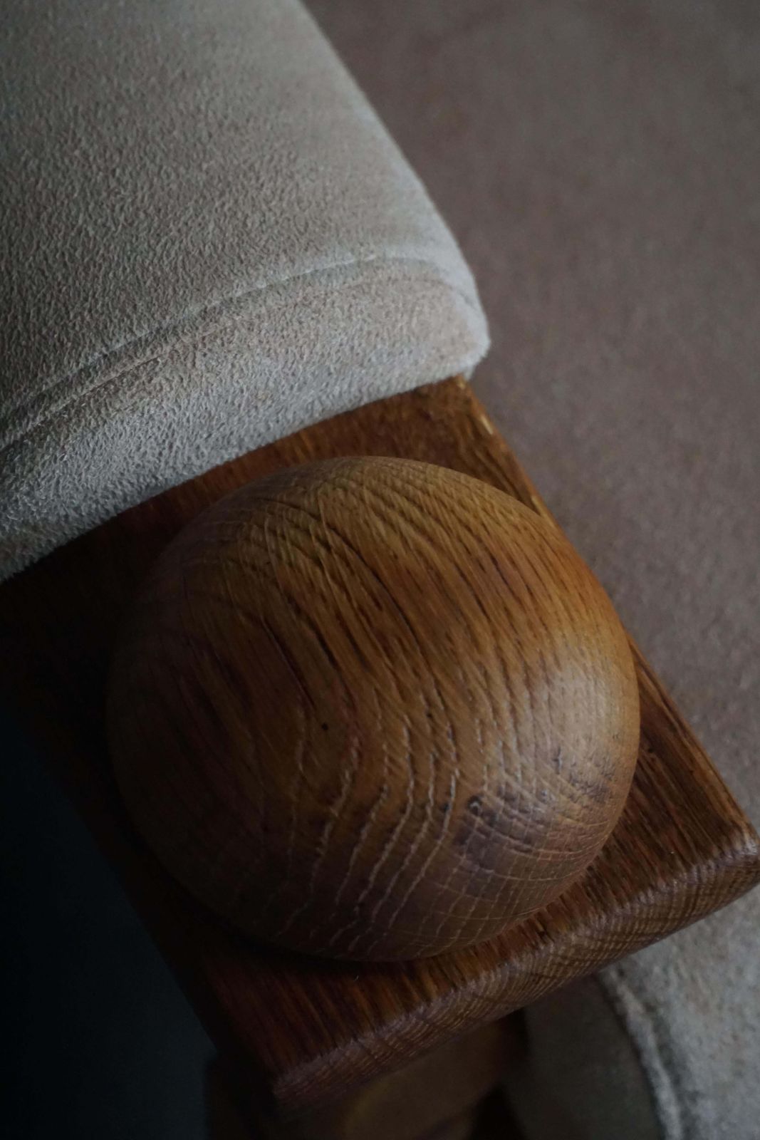 4419.0 Mid 20th Century, Pair Of Armhairs By Henning Kjærnulf, Oak & Alcantara, 1960s photo