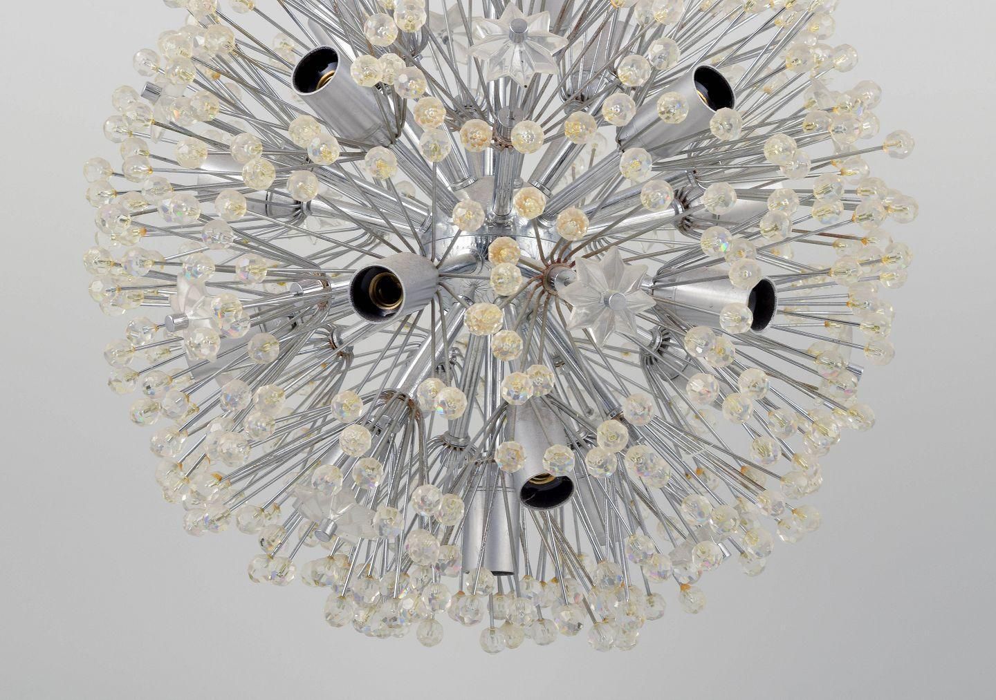 Emil Stejnar For Rupert Nikoll, Austria. Dandelion Sputnik Chandelier, 1955 photo vinterior
