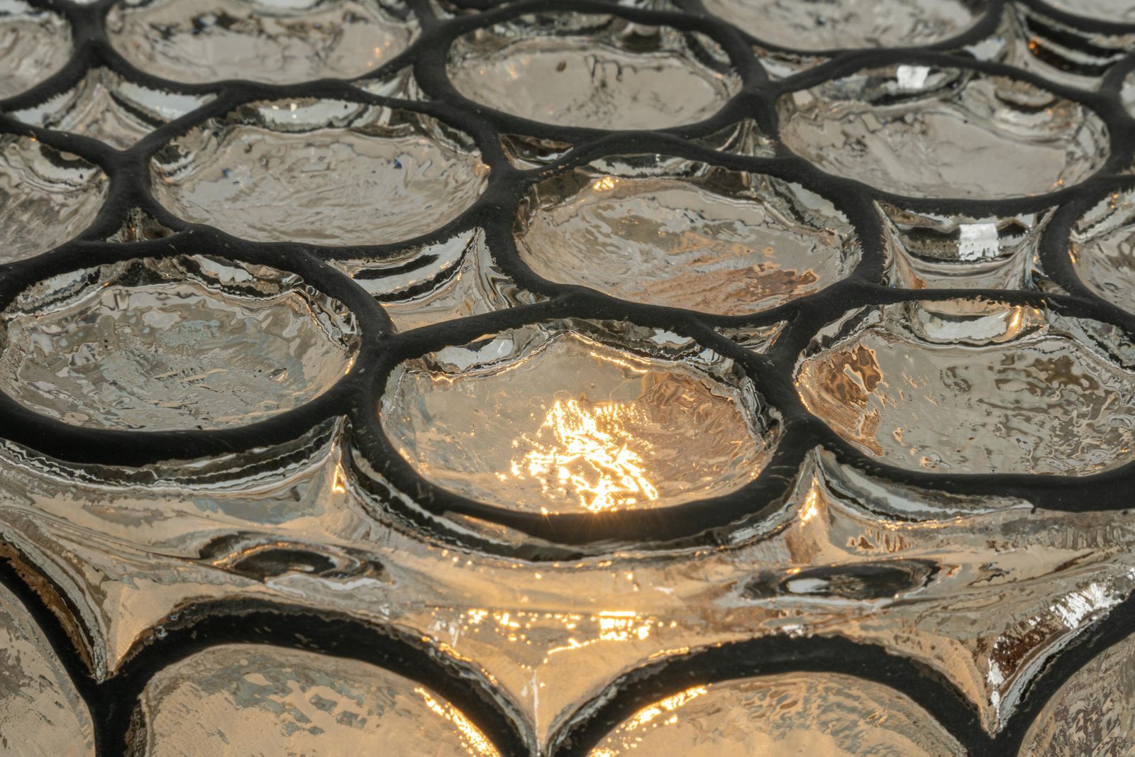 1 Of 2 Iron And Clear Glass Ceiling Light By Limburg, Germany, 1960s photo vintage
